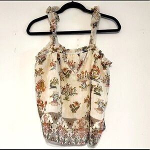Naf Naf cream floral sleeveless tank top